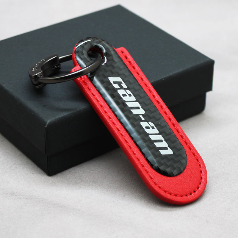 Motorcycle Carbon Fiber Leather Keychain