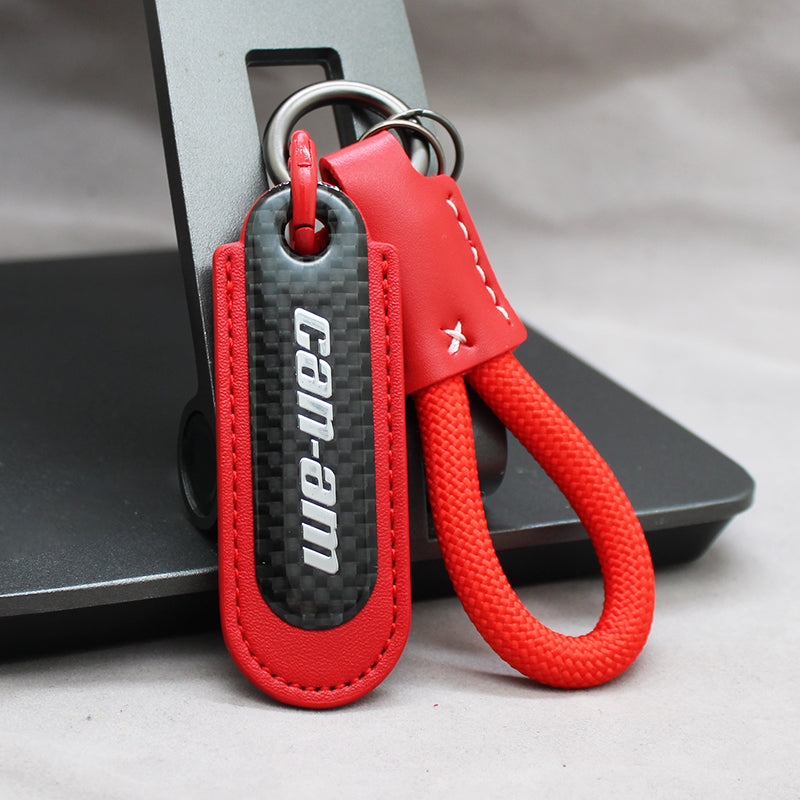 Motorcycle Carbon Fiber Leather Keychain