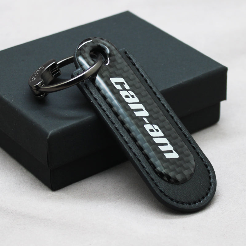 Motorcycle Carbon Fiber Leather Keychain