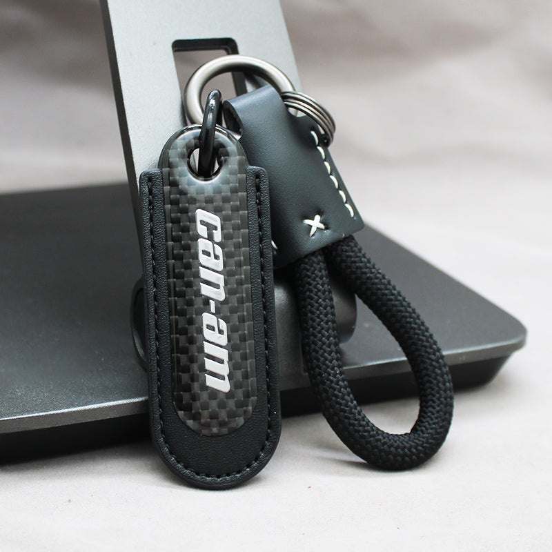 Motorcycle Carbon Fiber Leather Keychain