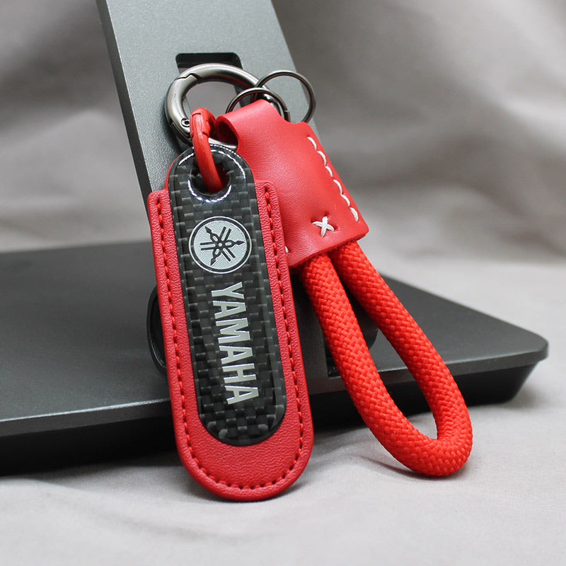 Motorcycle Carbon Fiber Leather Keychain