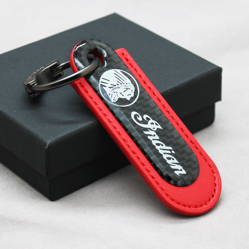 Motorcycle Carbon Fiber Leather Keychain