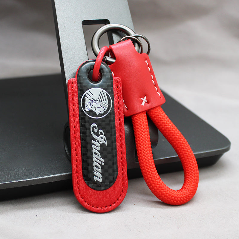 Motorcycle Carbon Fiber Leather Keychain