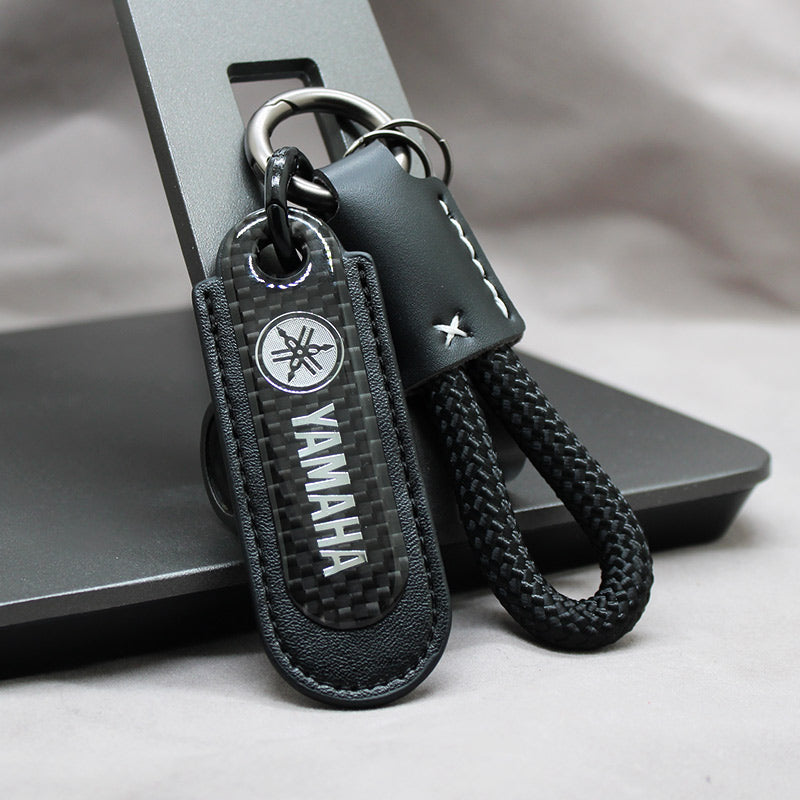 Motorcycle Carbon Fiber Leather Keychain