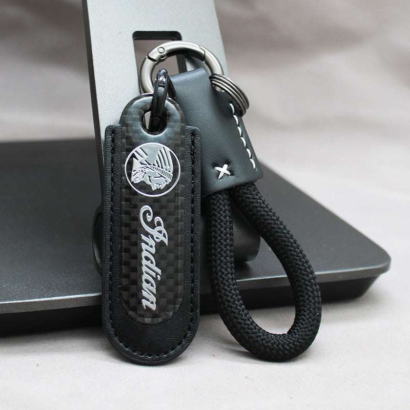 Motorcycle Carbon Fiber Leather Keychain