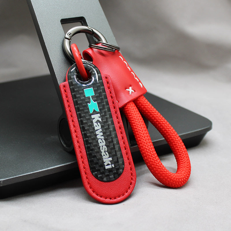 Motorcycle Carbon Fiber Leather Keychain