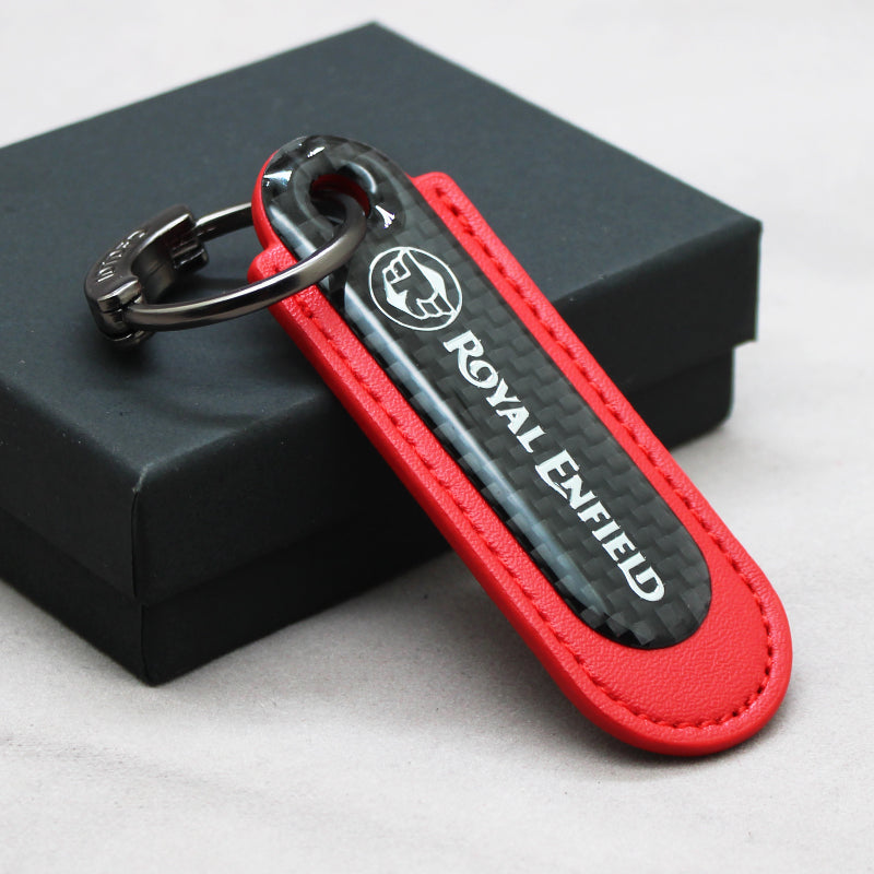 Motorcycle Carbon Fiber Leather Keychain