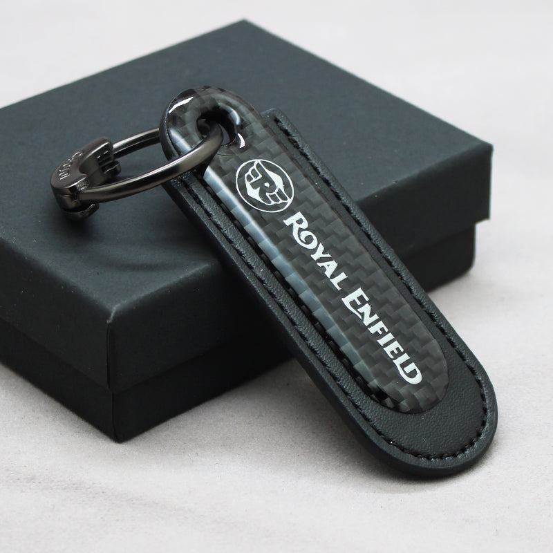 Motorcycle Carbon Fiber Leather Keychain