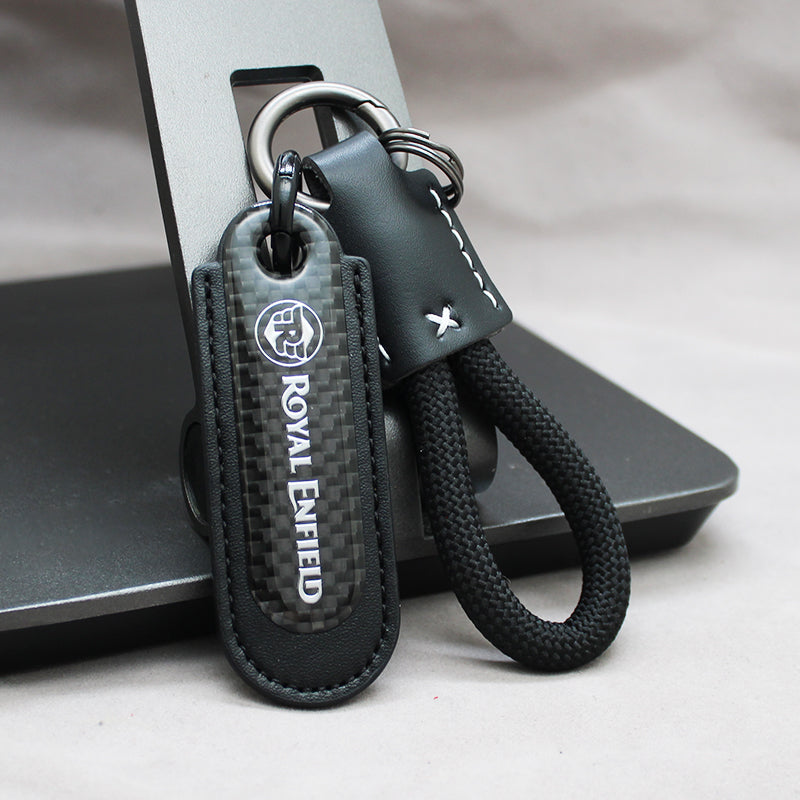 Motorcycle Carbon Fiber Leather Keychain