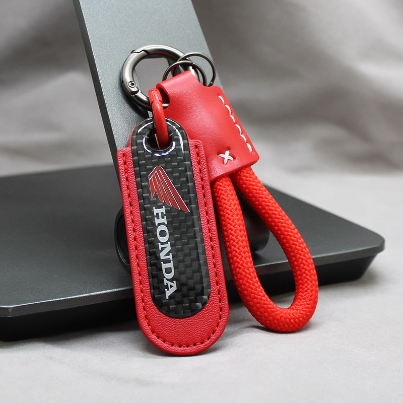 Motorcycle Carbon Fiber Leather Keychain