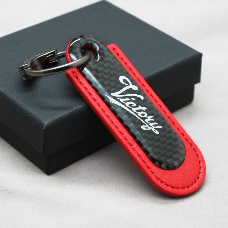 Motorcycle Carbon Fiber Leather Keychain