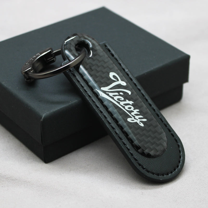 Motorcycle Carbon Fiber Leather Keychain