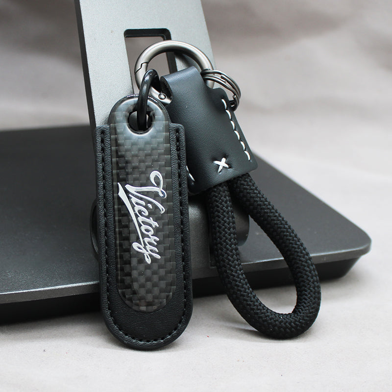 Motorcycle Carbon Fiber Leather Keychain
