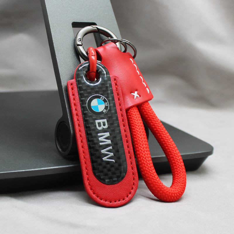 Motorcycle Carbon Fiber Leather Keychain