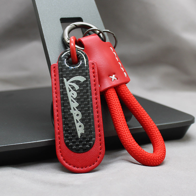 Motorcycle Carbon Fiber Leather Keychain
