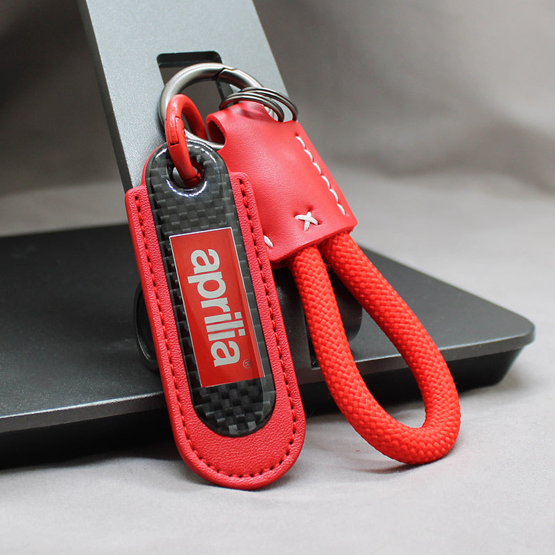 Motorcycle Carbon Fiber Leather Keychain