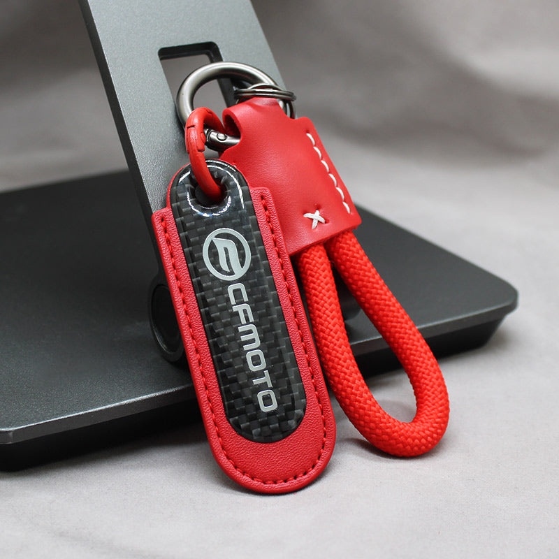 Motorcycle Carbon Fiber Leather Keychain