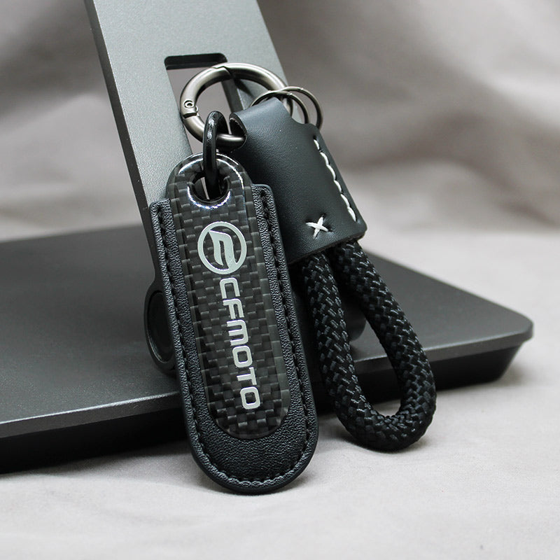 Motorcycle Carbon Fiber Leather Keychain