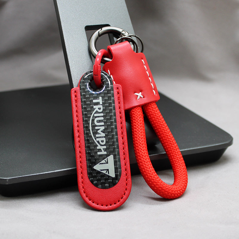 Motorcycle Carbon Fiber Leather Keychain