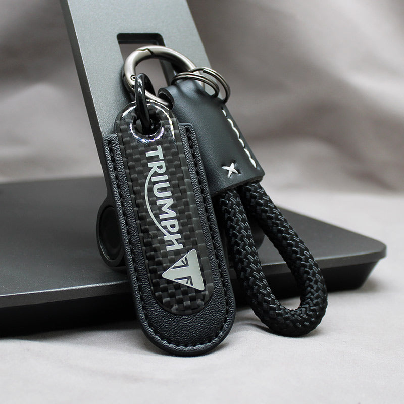 Motorcycle Carbon Fiber Leather Keychain