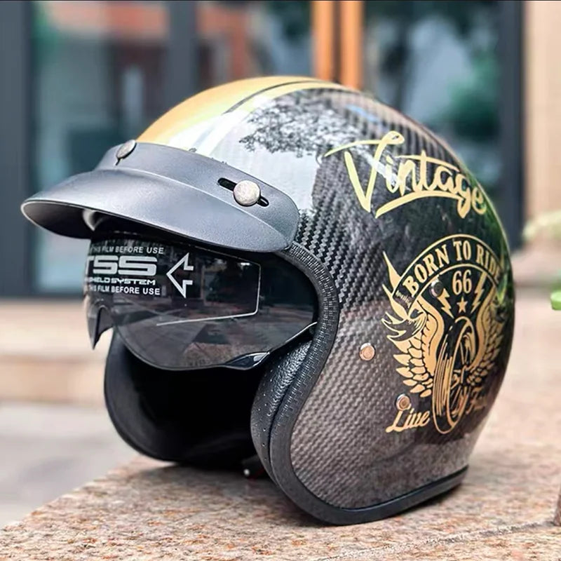 dot retro motorcycle helmets Carbon Fiber Retro Motorcycle Helmets, Motorcycle Rider / XL