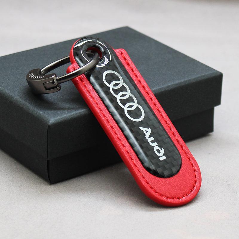 Motorcycle Carbon Fiber Leather Keychain