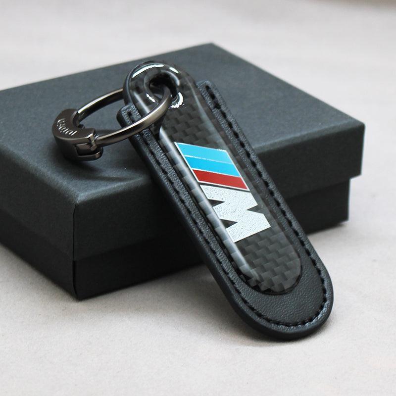 Motorcycle Carbon Fiber Leather Keychain