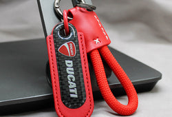 Motorcycle carbon fiber leather keychain gift for riders