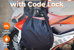 Lockable motorcycle helmet storage bag for commuting and travel