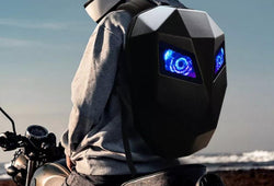 Crelander LED hard shell water resistant motorcycle backpack for night rides