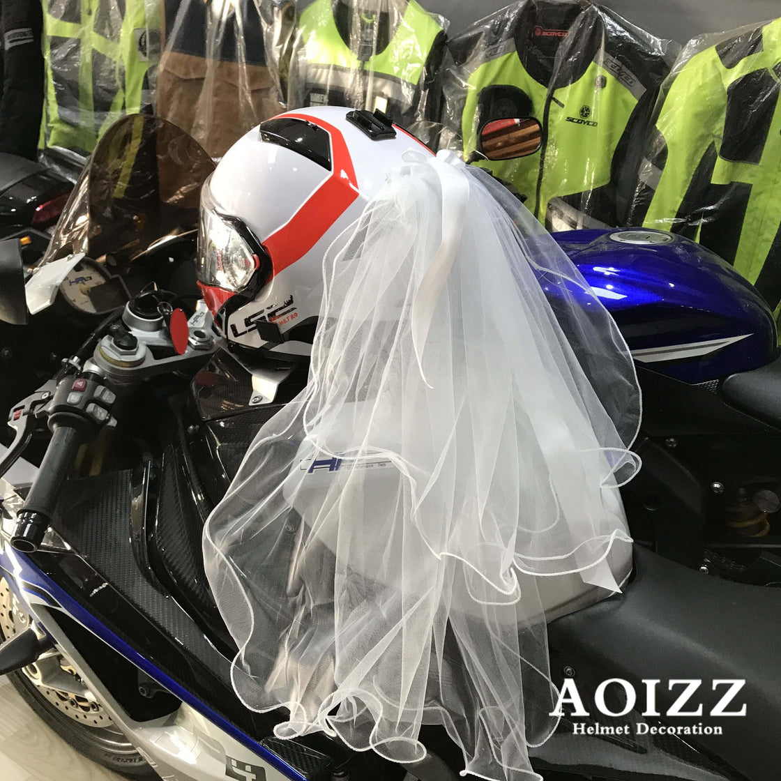 cosmetic motorcycle helmet accessories AOIZZ™ Motorcycle Helmet Veil Decoration – Bean's Moto Booth