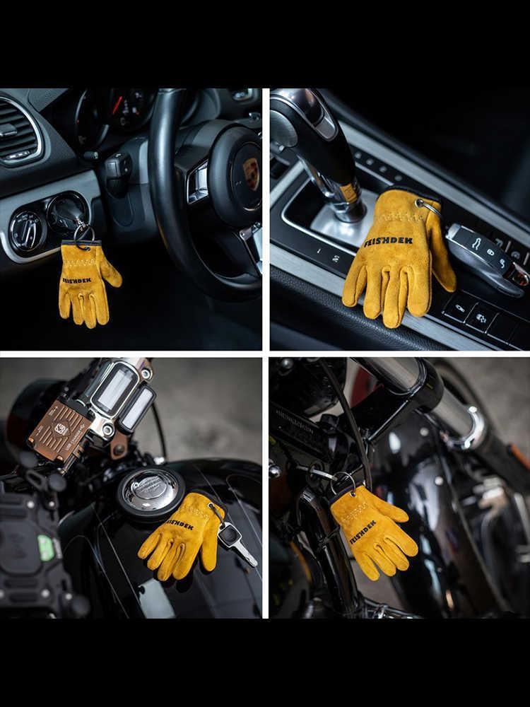 FEISHDEK™ Vintage Handcrafted Leather Motorcycle Glove Keychain