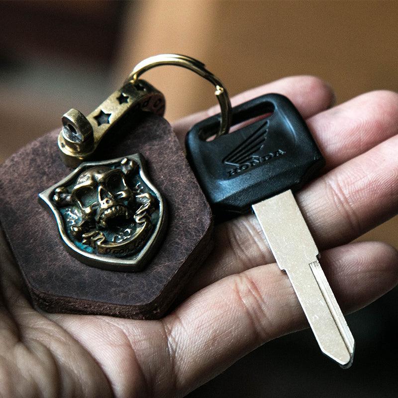 Handcrafted Leather Heavy Metal Motorcycle Keychain