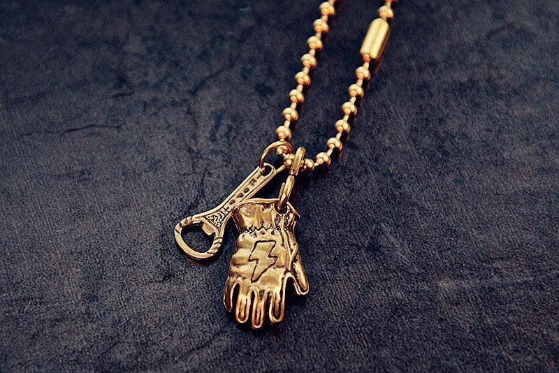 Vintage Motorcycle Glove Solid Brass Keychain
