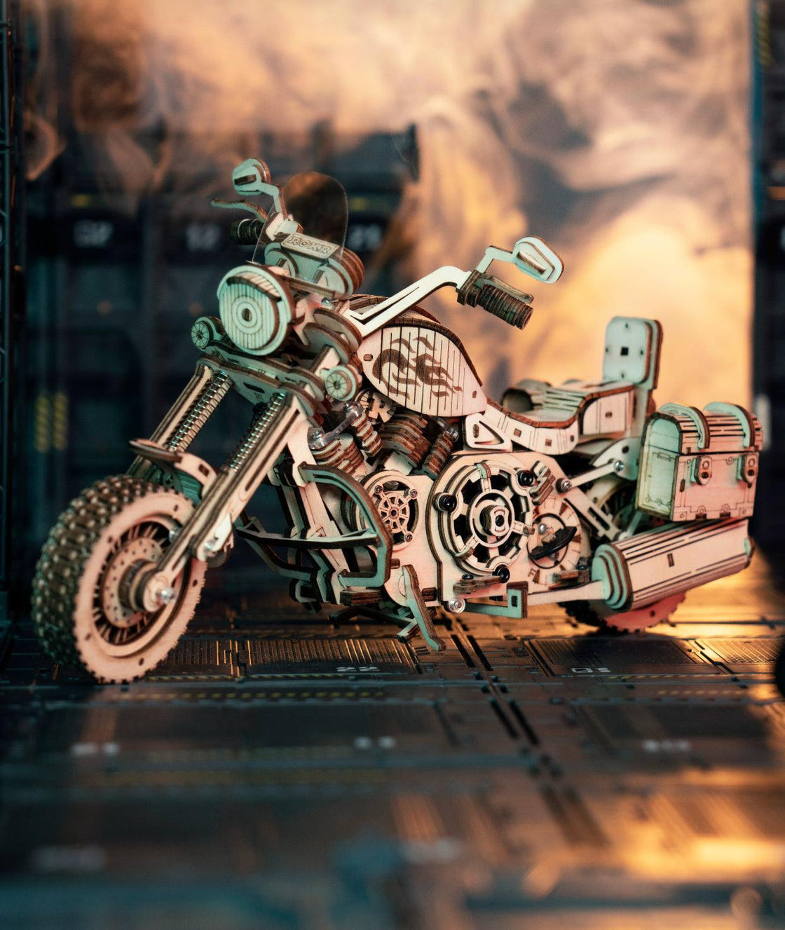 3D Retro Wooden Motorcycle Puzzle Decor