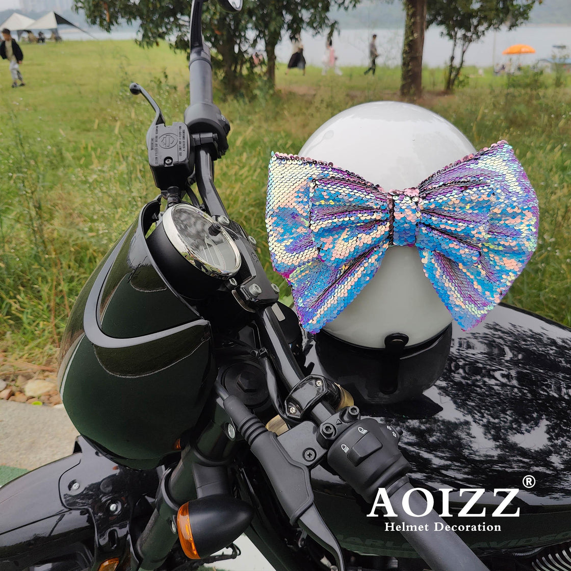 bow for motorcycle helmet AOIZZ Handcrafted Helmet Flip-Color Bow E