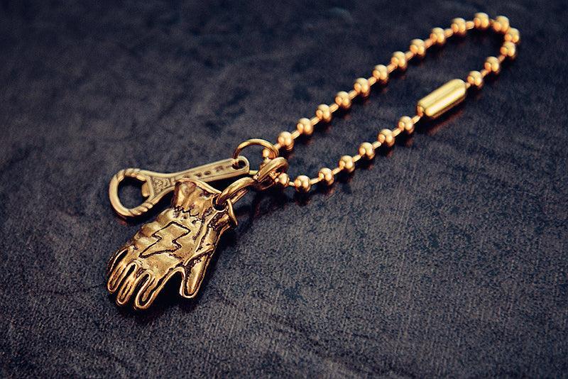 Vintage Motorcycle Glove Solid Brass Keychain