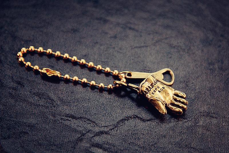 Vintage Motorcycle Glove Solid Brass Keychain