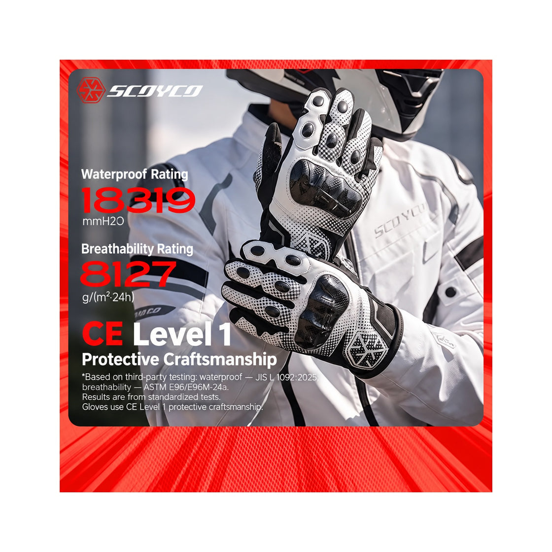 SCOYCO MC230WP white protective motorcycle gloves
