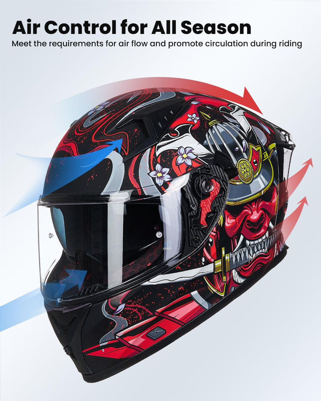 ILM Full Face Motorcycle Helmet Model Z501 Lizzard Red / Small