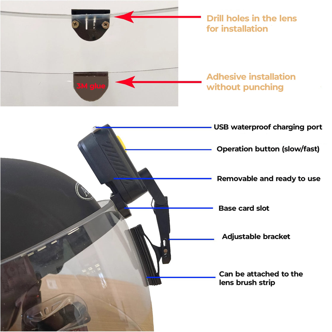 Motorcycle Helmet Visor Electric Wiper