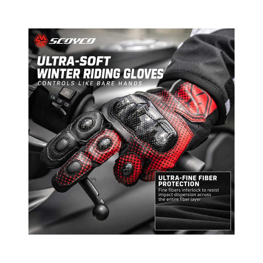 SCOYCO MC230WP black red winter riding gloves