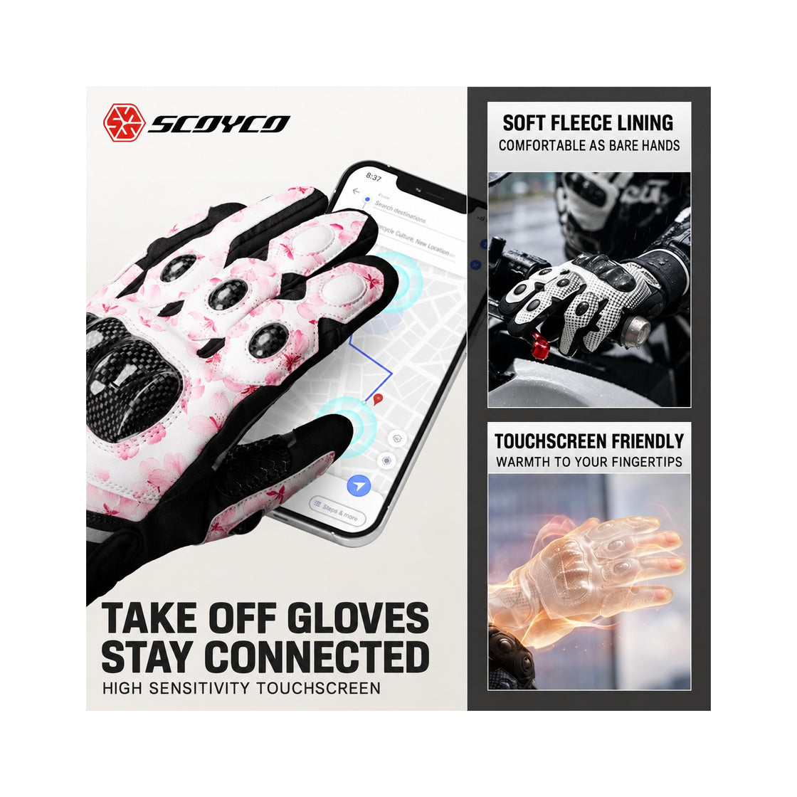 SCOYCO MC230WP touchscreen motorcycle gloves