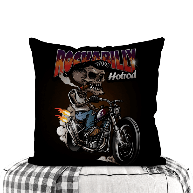 Motorcycle-Themed Double-Sided Square Pillow