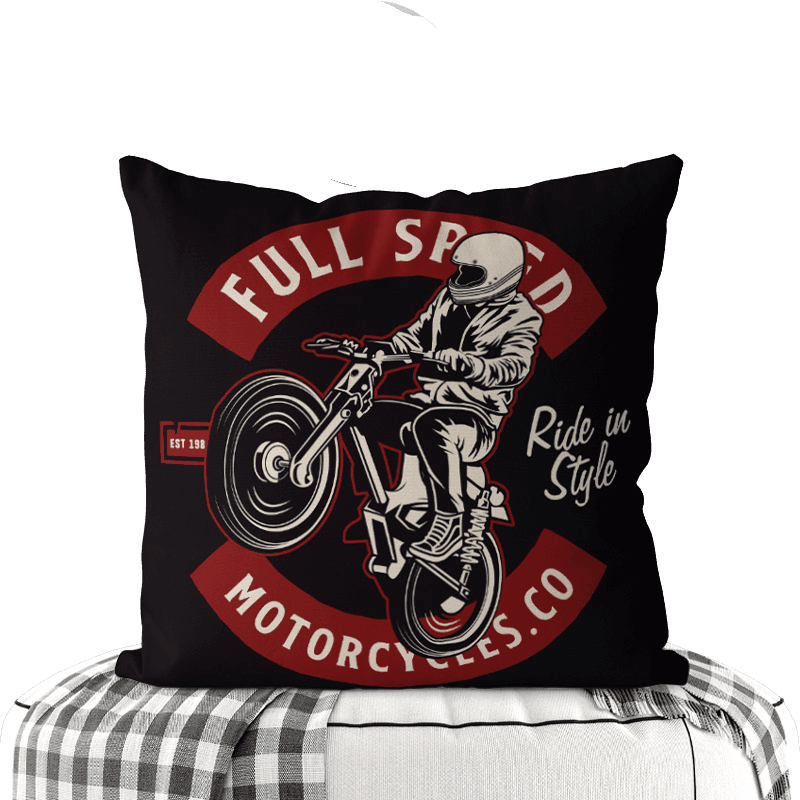 Motorcycle-Themed Double-Sided Square Pillow