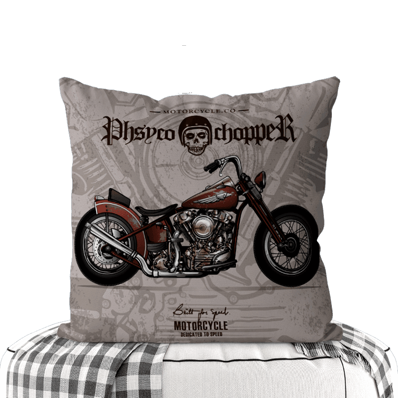 Motorcycle-Themed Double-Sided Square Pillow