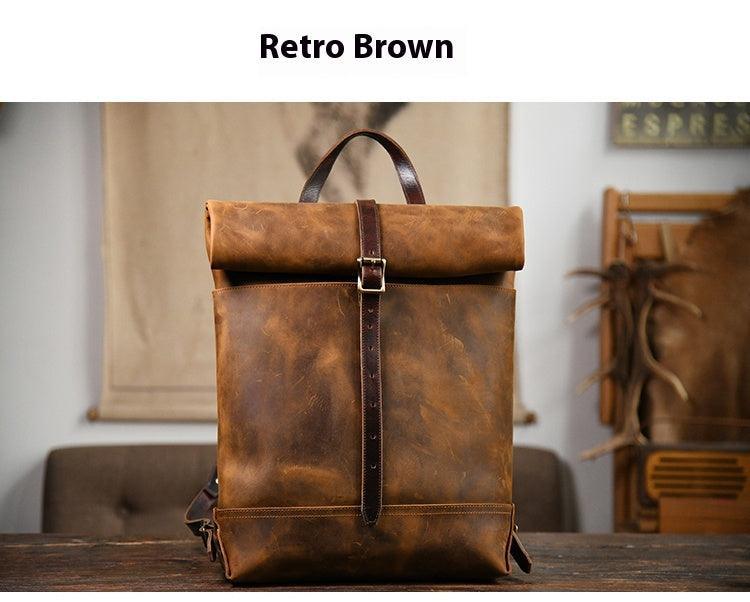 Filed Leather™ Vintage Roll-Top Crazy Horse Cowhide Leather  display picture 3