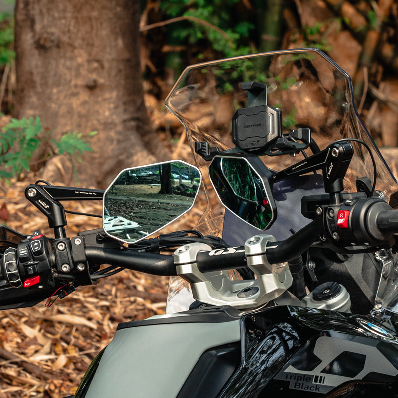 LOBOO Foldable Rearview Mirrors for BMW R1300GS / R1300GS Adventure– Aluminum Alloy, Anti-Glare 1200R Lens, LCW Compatible