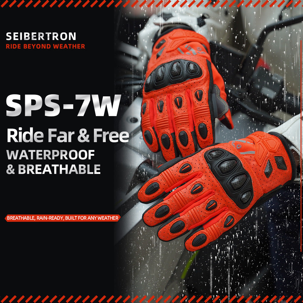 Seibertron SPS-7W Waterproof Leather Carbon Fiber Touchscreen Motorcycle Riding Gloves - supplier media 14