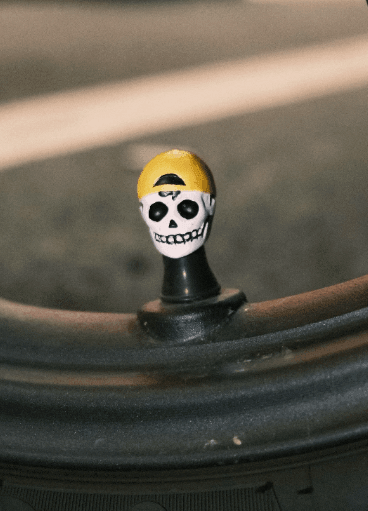 Hand-Painted Vintage Motorcycle Valve Stem Caps